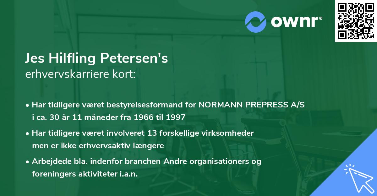Jes Hilfling Petersen's erhvervskarriere kort