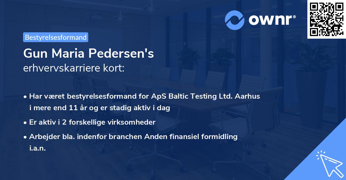 Gun Maria Pedersen's erhvervskarriere kort