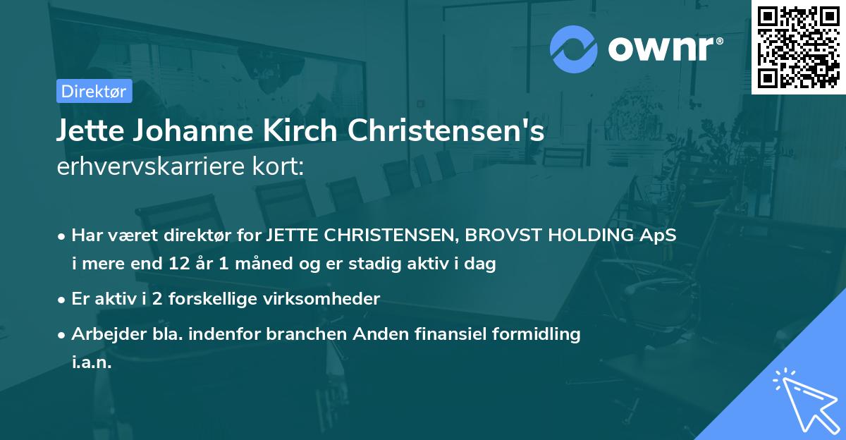 Jette Johanne Kirch Christensen's erhvervskarriere kort