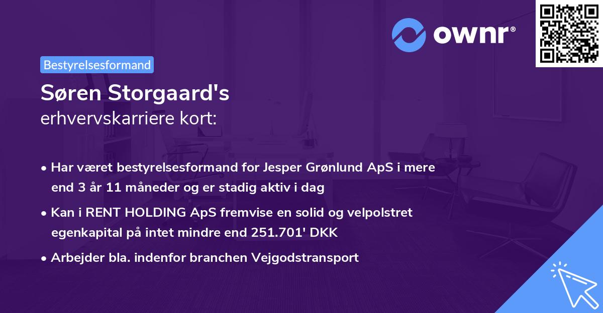 Søren Storgaard's erhvervskarriere kort