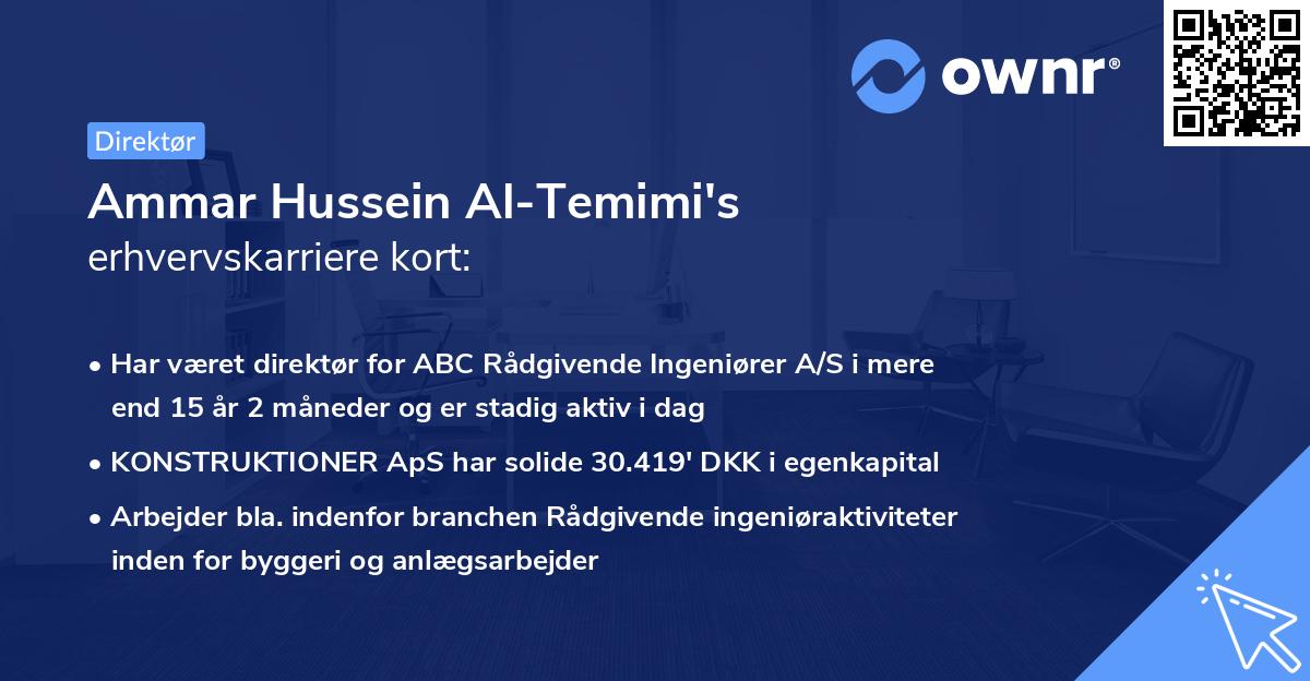 Ammar Hussein Al-Temimi's erhvervskarriere kort