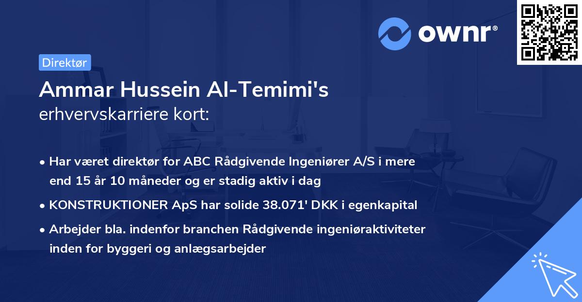 Ammar Hussein Al-Temimi's erhvervskarriere kort