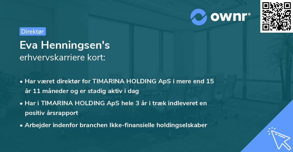 Eva Henningsen's erhvervskarriere kort