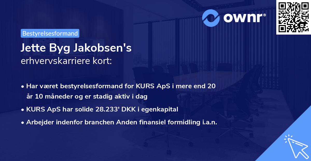 Jette Byg Jakobsen's erhvervskarriere kort