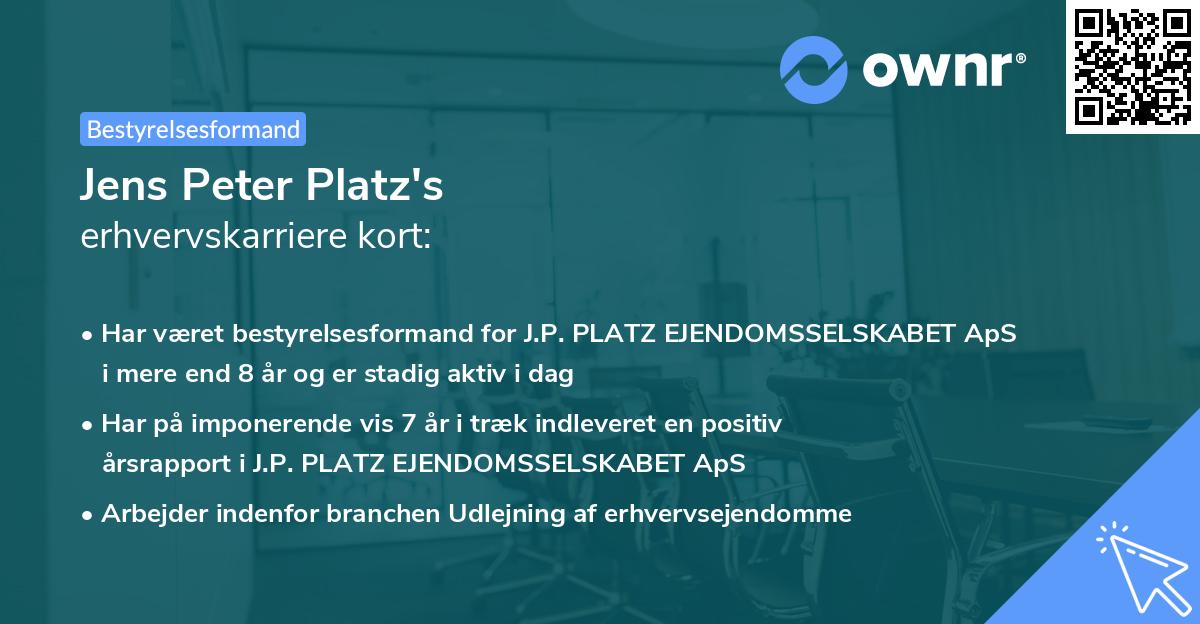 Jens Peter Platz's erhvervskarriere kort