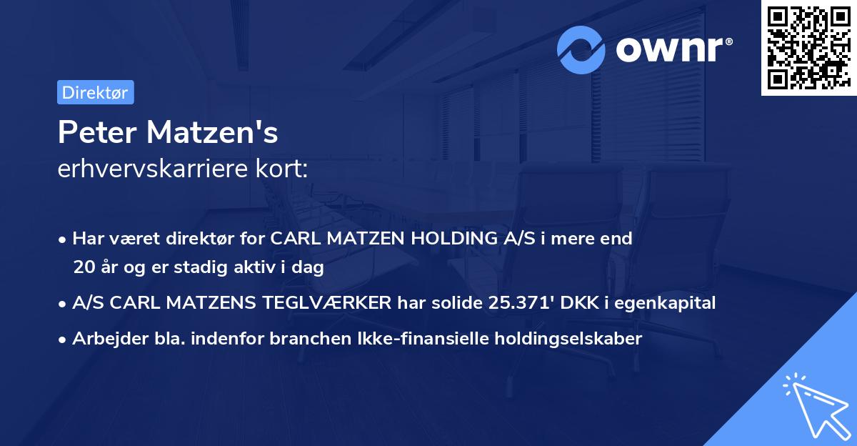 Peter Matzen's erhvervskarriere kort