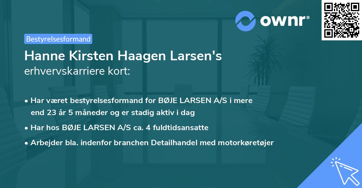 Hanne Kirsten Haagen Larsen's erhvervskarriere kort