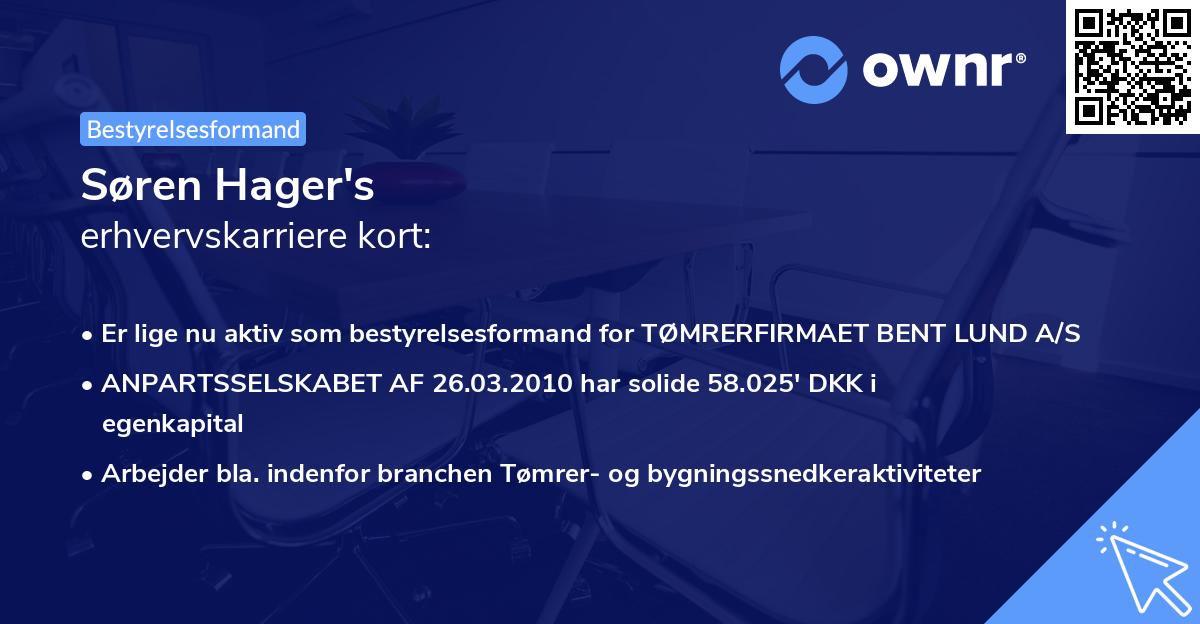 Søren Hager's erhvervskarriere kort