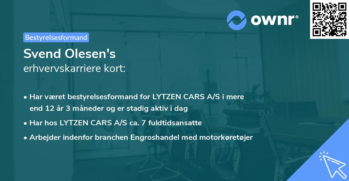 Svend Olesen's erhvervskarriere kort