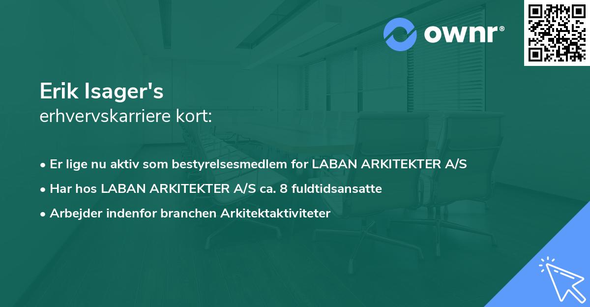 Erik Isager's erhvervskarriere kort