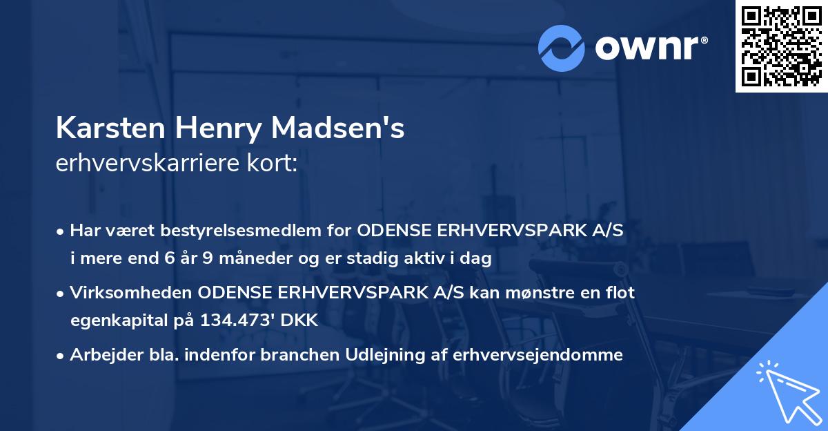 Karsten Henry Madsen's erhvervskarriere kort