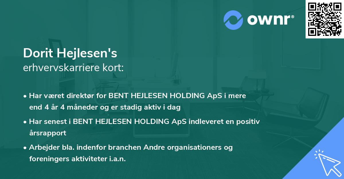 Dorit Hejlesen's erhvervskarriere kort