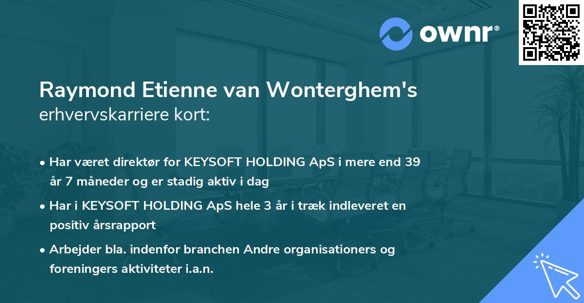Raymond Etienne van Wonterghem's erhvervskarriere kort