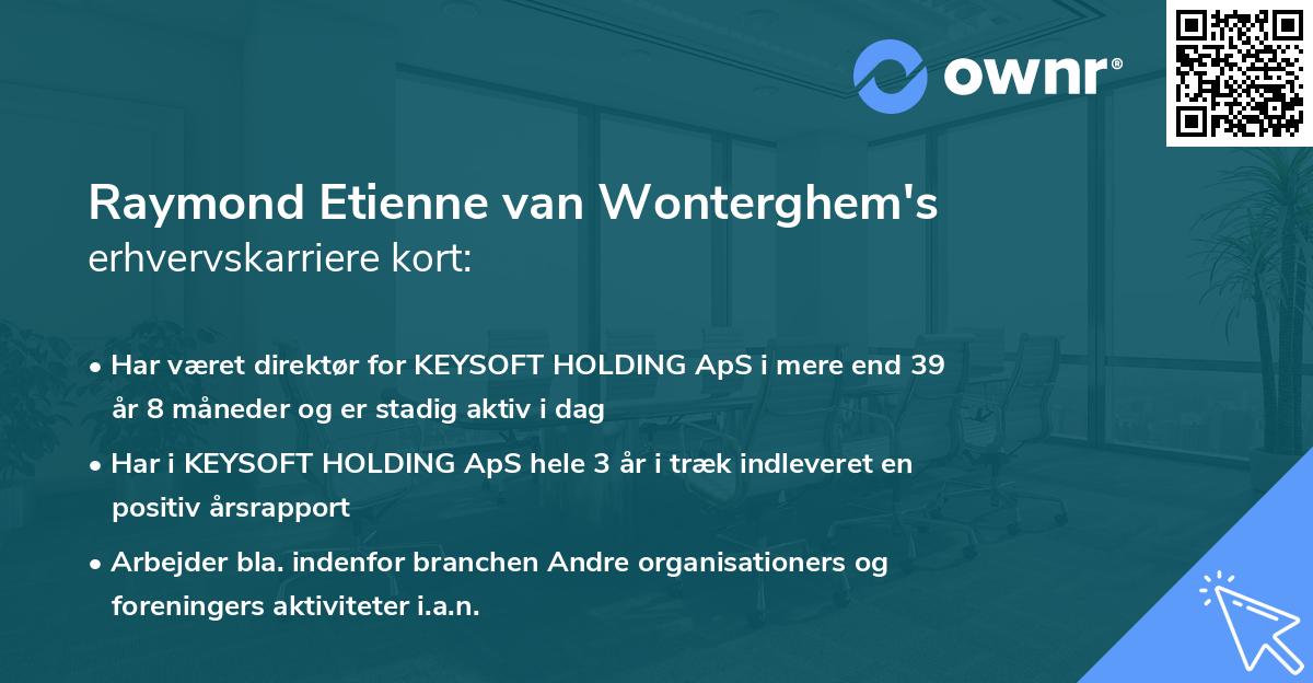 Raymond Etienne van Wonterghem's erhvervskarriere kort