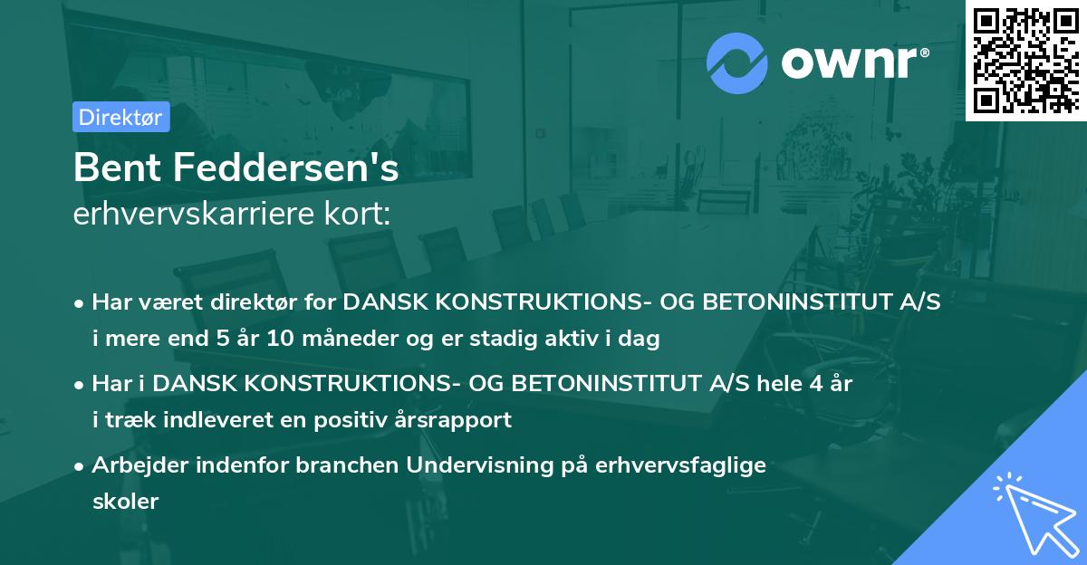 Bent Feddersen's erhvervskarriere kort