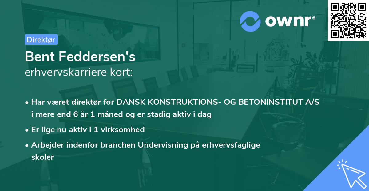 Bent Feddersen's erhvervskarriere kort