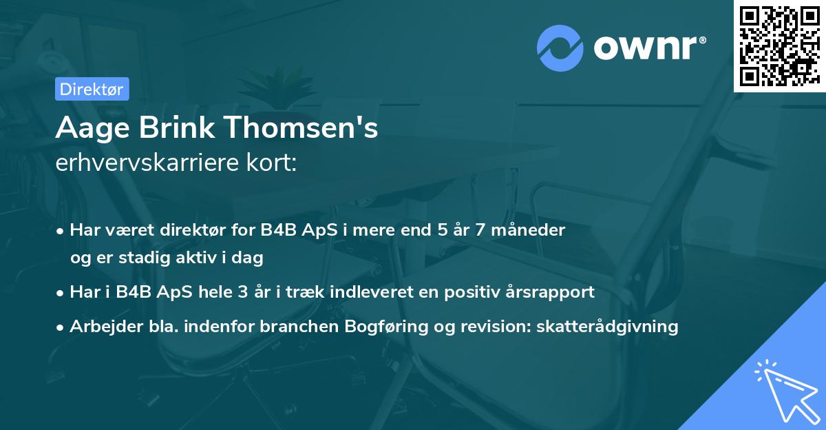 Aage Brink Thomsen's erhvervskarriere kort