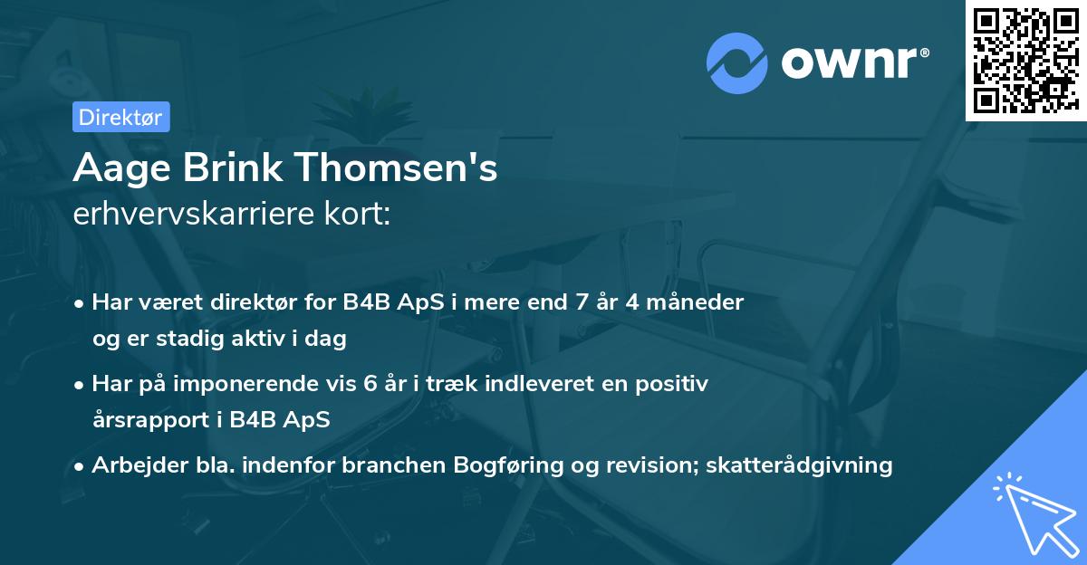 Aage Brink Thomsen's erhvervskarriere kort