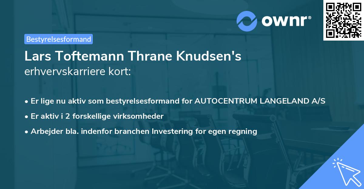 Lars Toftemann Thrane Knudsen's erhvervskarriere kort