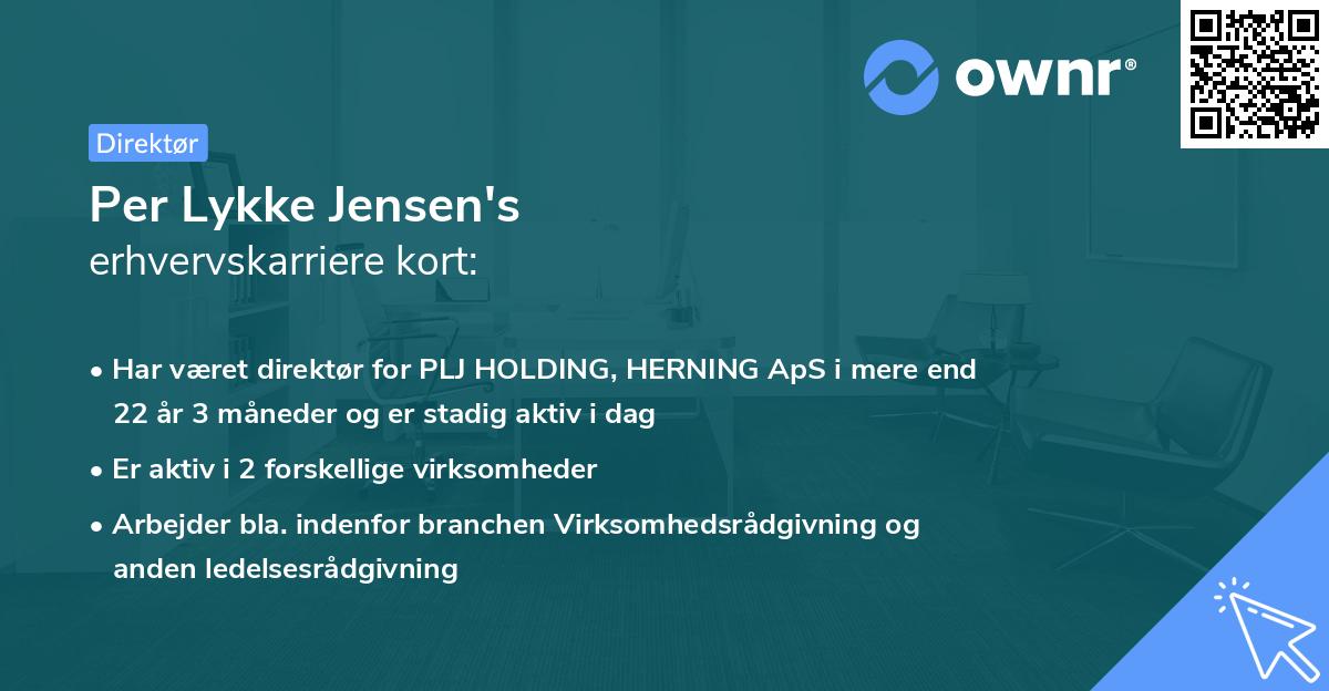 Per Lykke Jensen's erhvervskarriere kort