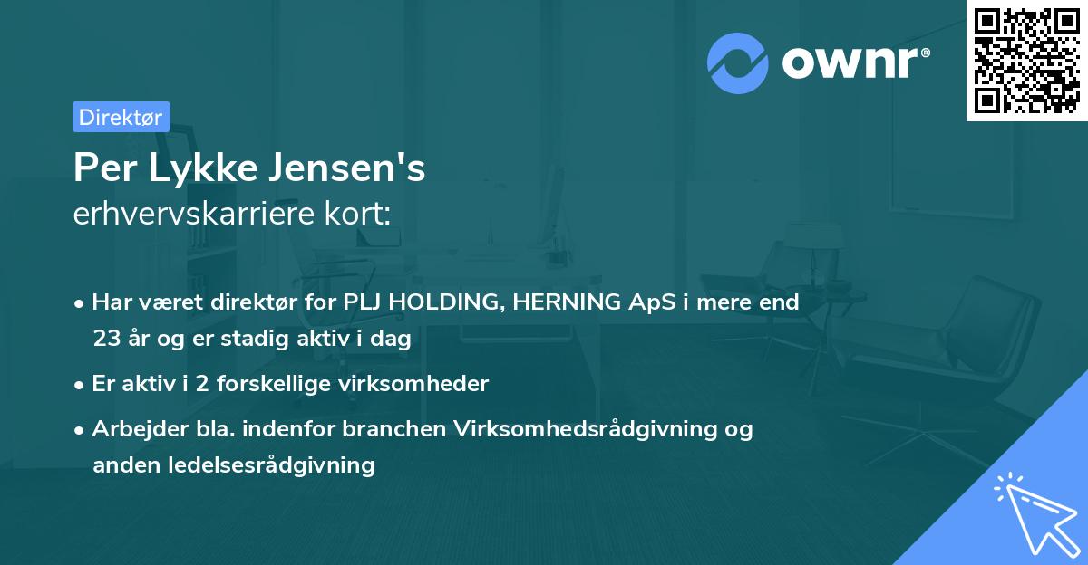 Per Lykke Jensen's erhvervskarriere kort