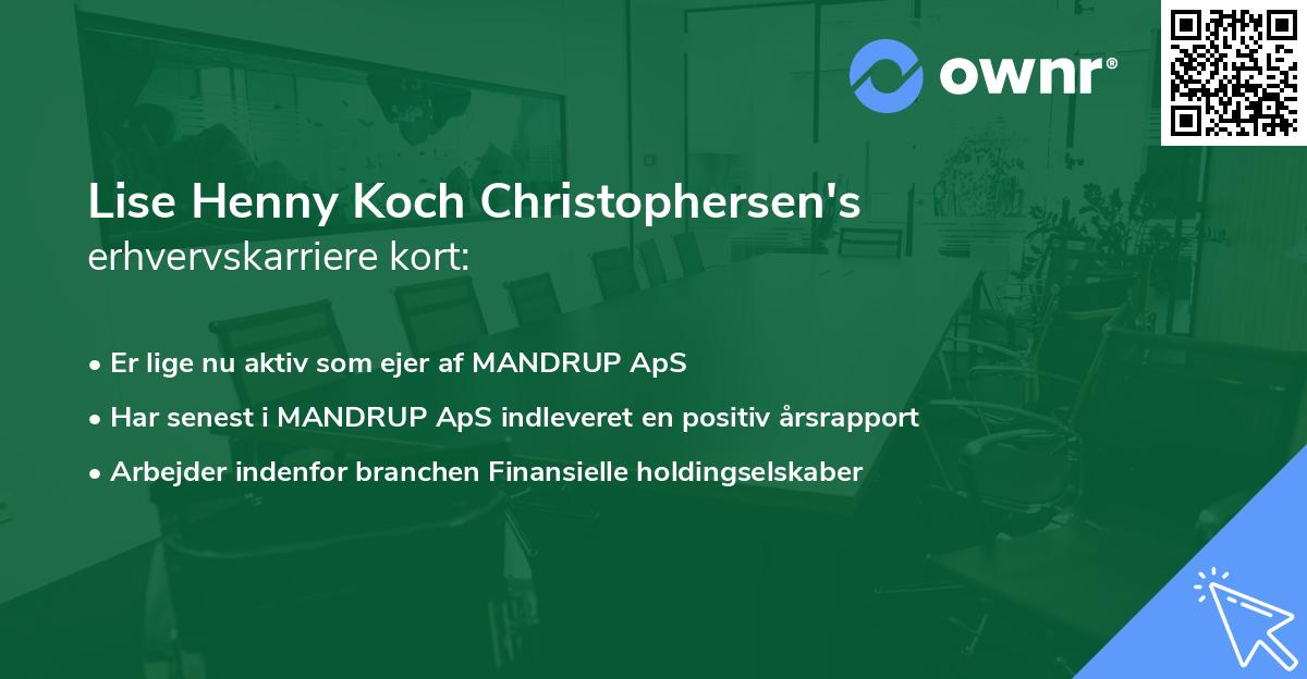 Lise Henny Koch Christophersen's erhvervskarriere kort