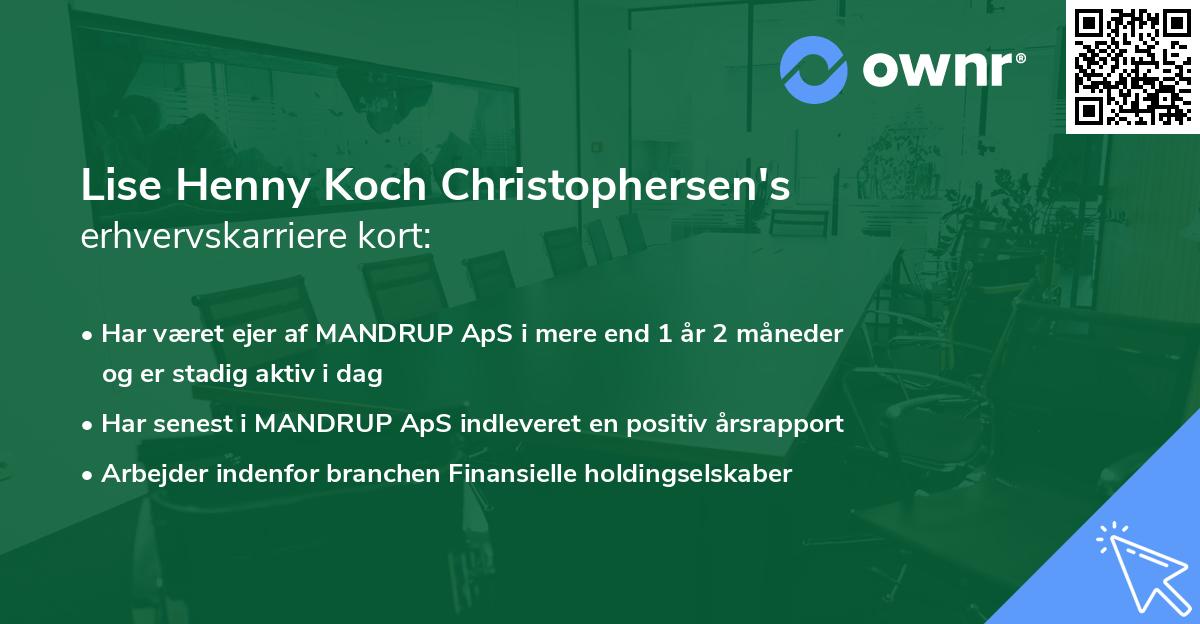 Lise Henny Koch Christophersen's erhvervskarriere kort