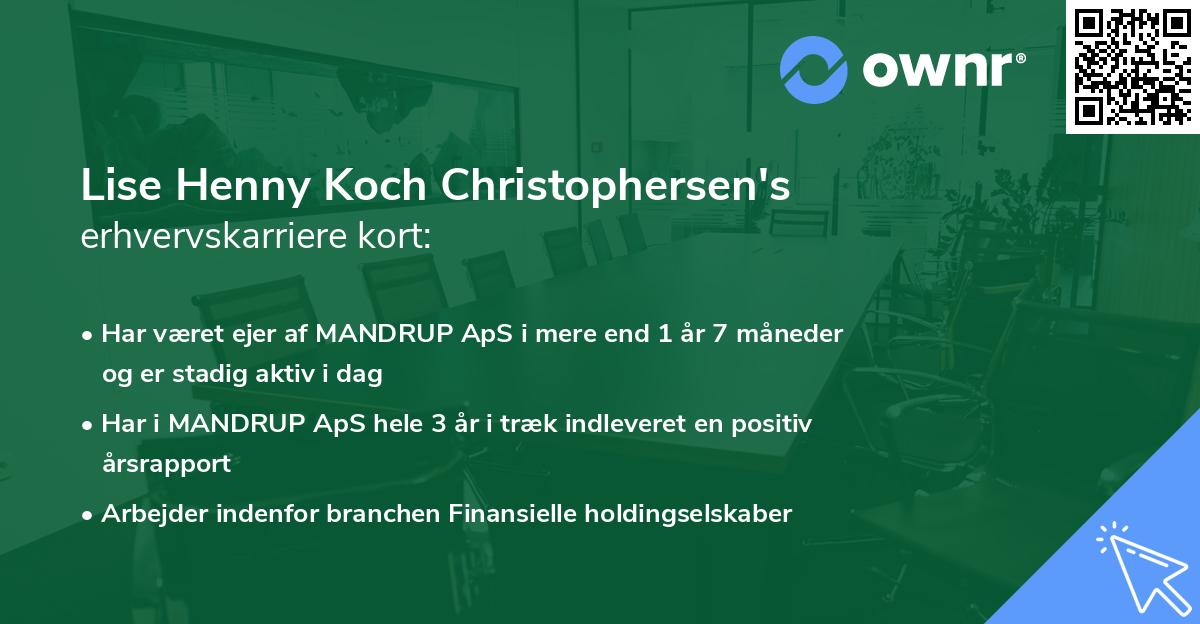 Lise Henny Koch Christophersen's erhvervskarriere kort