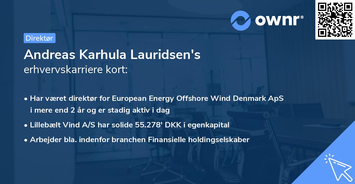 Andreas Karhula Lauridsen's erhvervskarriere kort