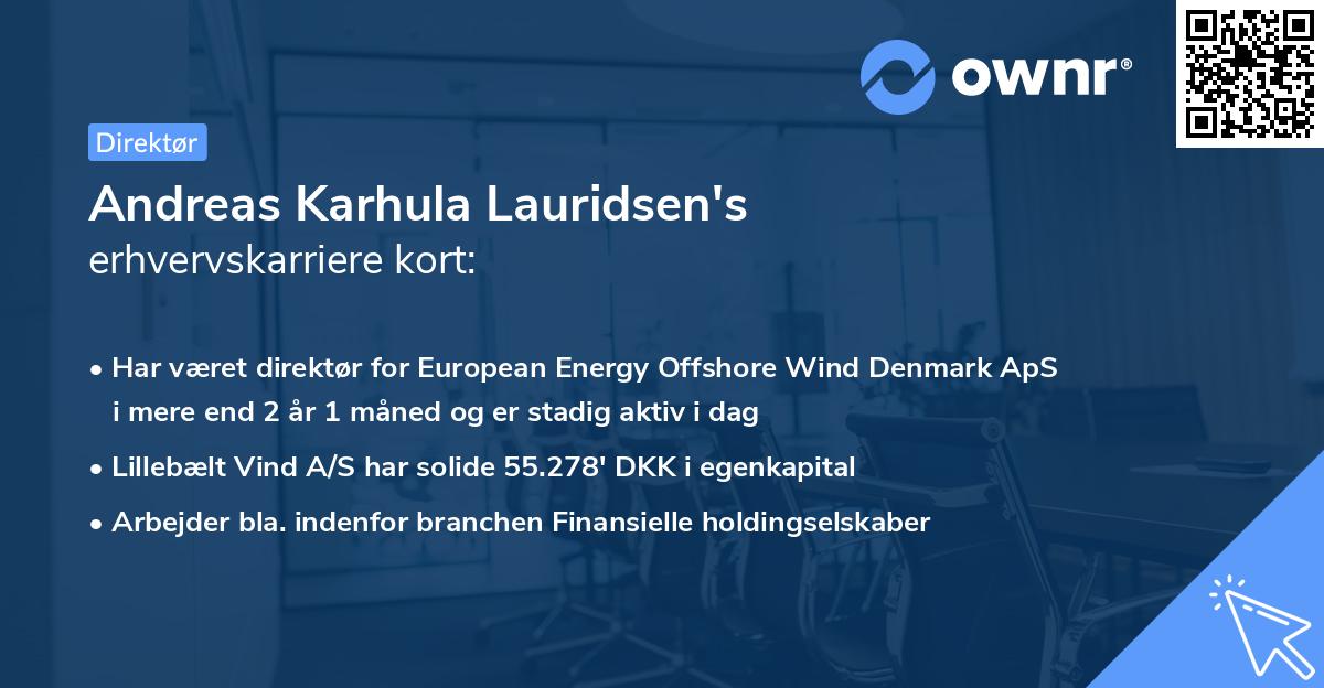 Andreas Karhula Lauridsen's erhvervskarriere kort