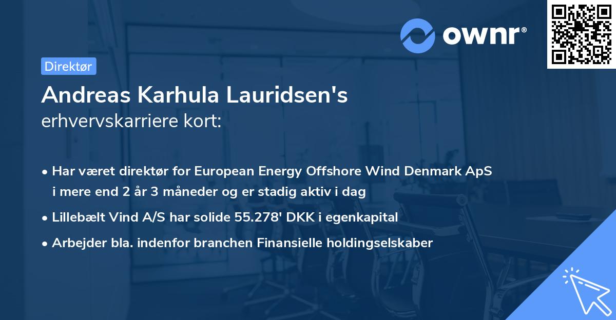 Andreas Karhula Lauridsen's erhvervskarriere kort