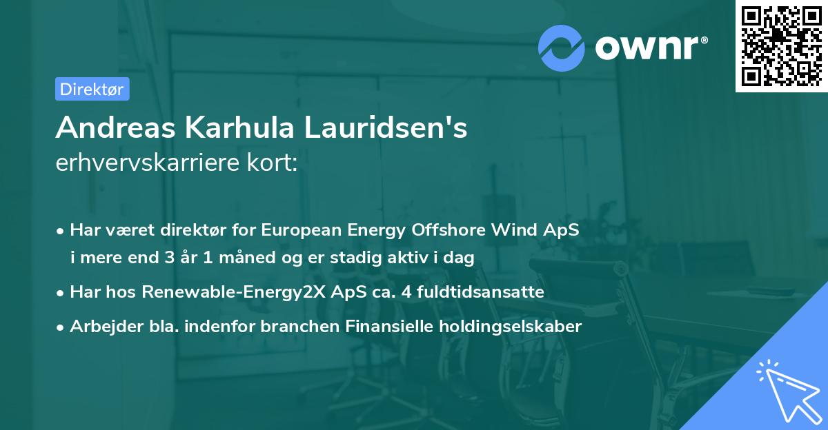 Andreas Karhula Lauridsen's erhvervskarriere kort