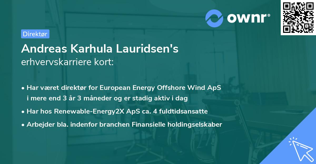 Andreas Karhula Lauridsen's erhvervskarriere kort