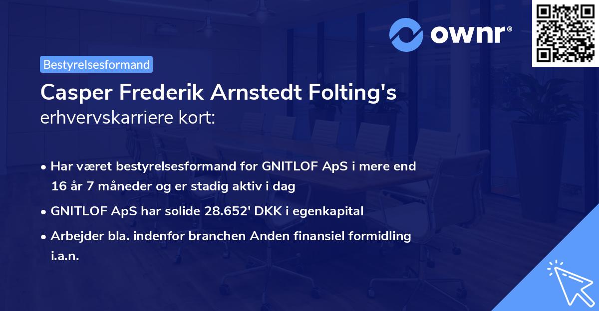 Casper Frederik Arnstedt Folting's erhvervskarriere kort