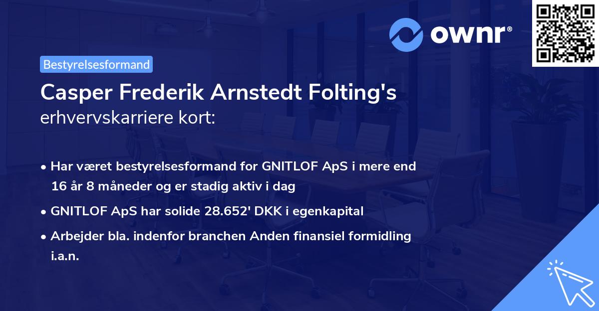 Casper Frederik Arnstedt Folting's erhvervskarriere kort