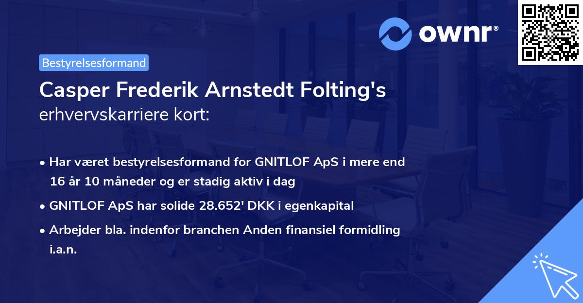 Casper Frederik Arnstedt Folting's erhvervskarriere kort