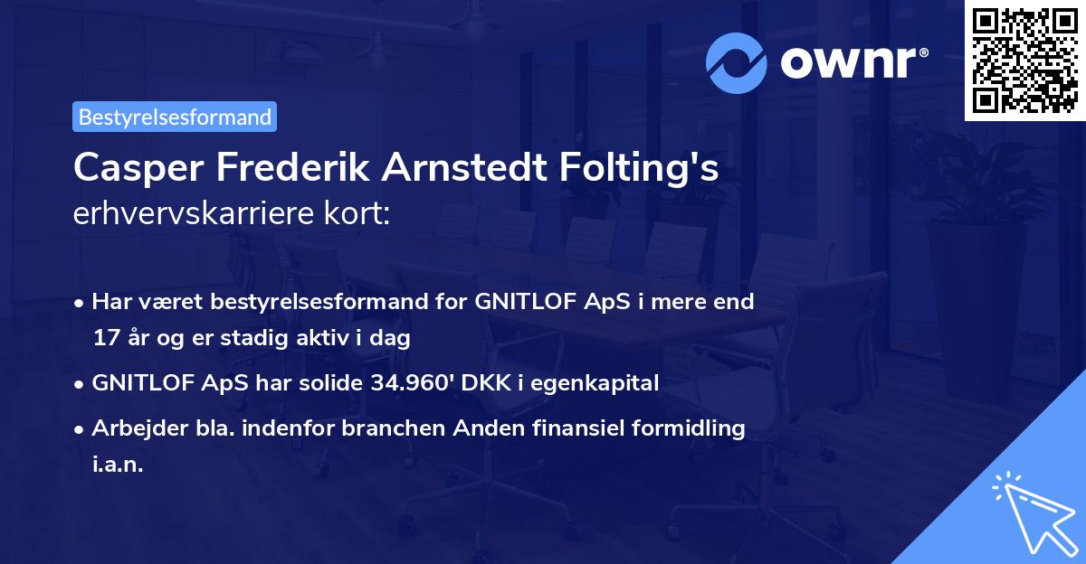 Casper Frederik Arnstedt Folting's erhvervskarriere kort