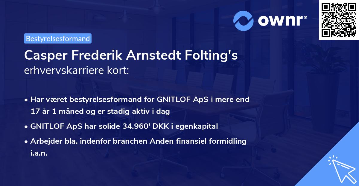 Casper Frederik Arnstedt Folting's erhvervskarriere kort