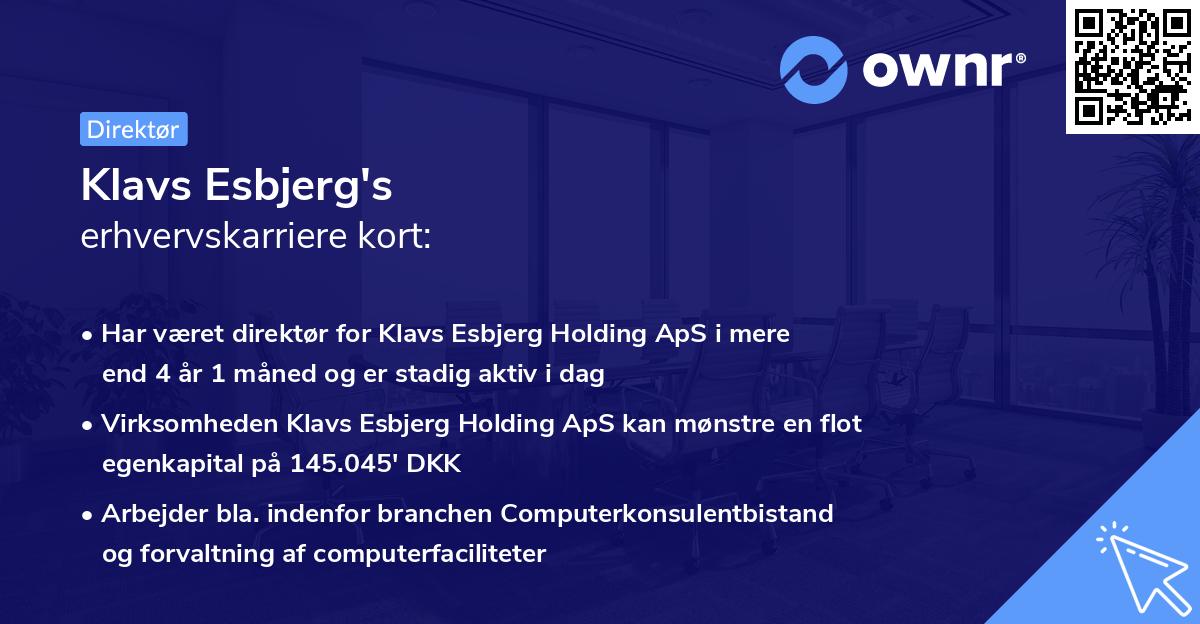 Klavs Esbjerg's erhvervskarriere kort