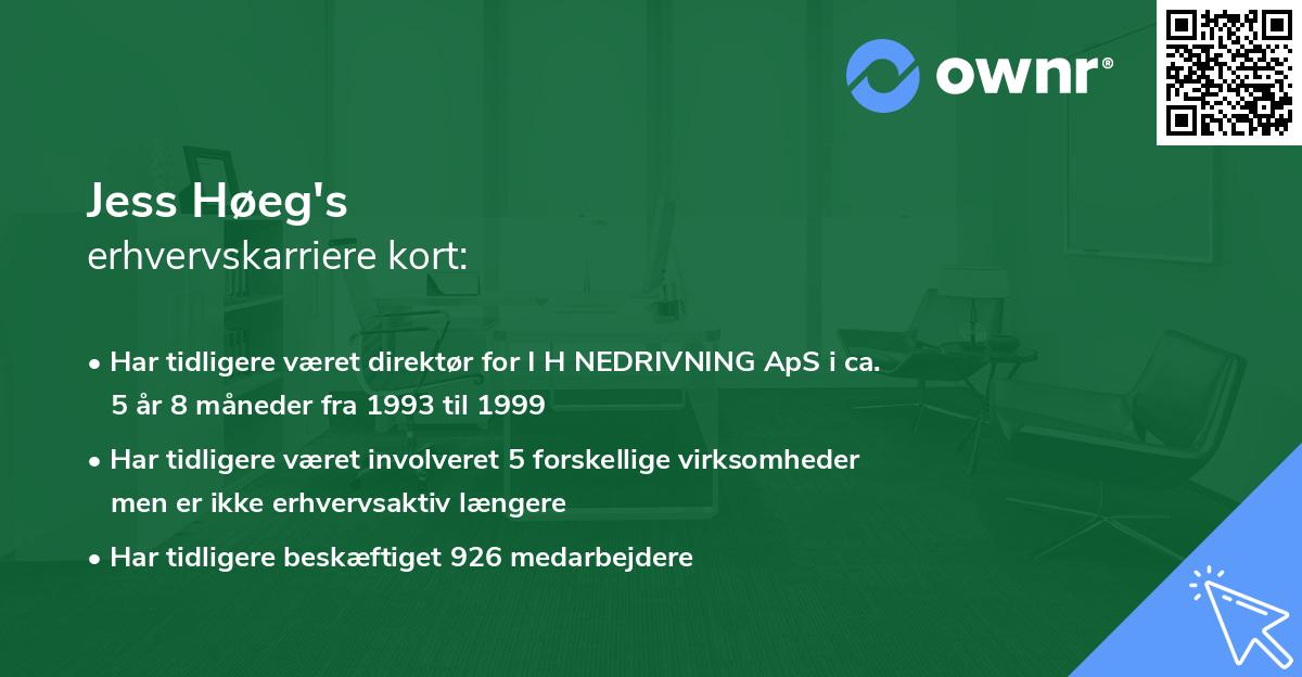 Jess Høeg's erhvervskarriere kort