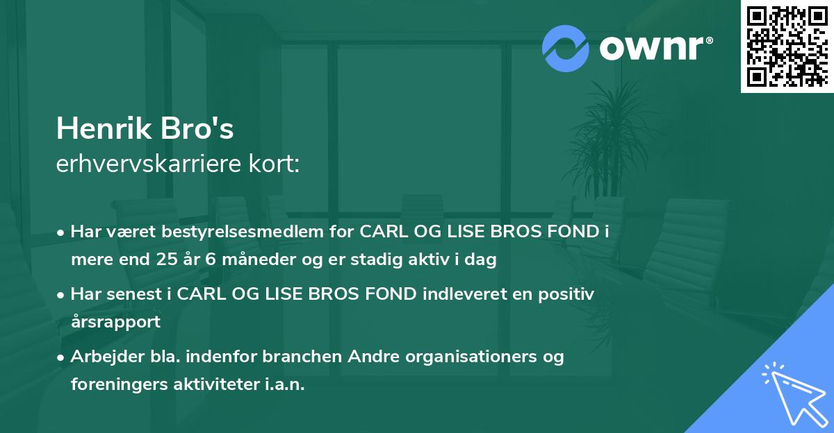 Henrik Bro's erhvervskarriere kort