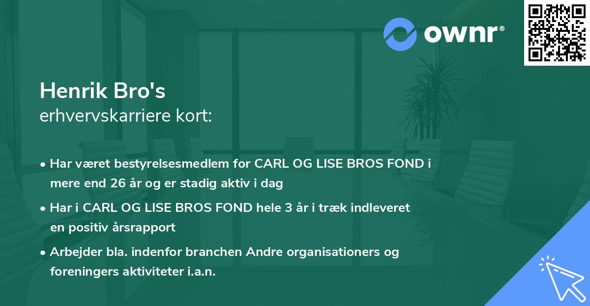 Henrik Bro's erhvervskarriere kort