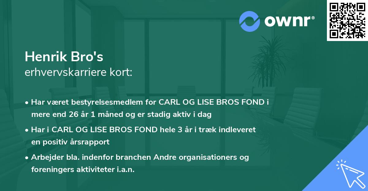 Henrik Bro's erhvervskarriere kort