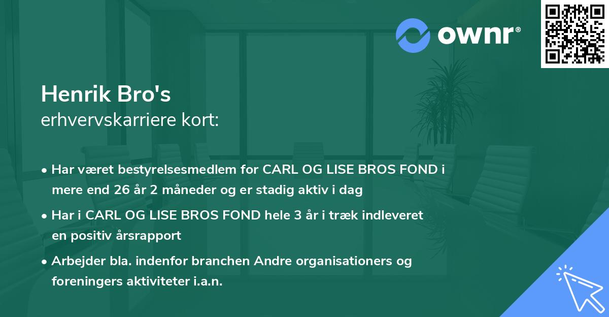Henrik Bro's erhvervskarriere kort