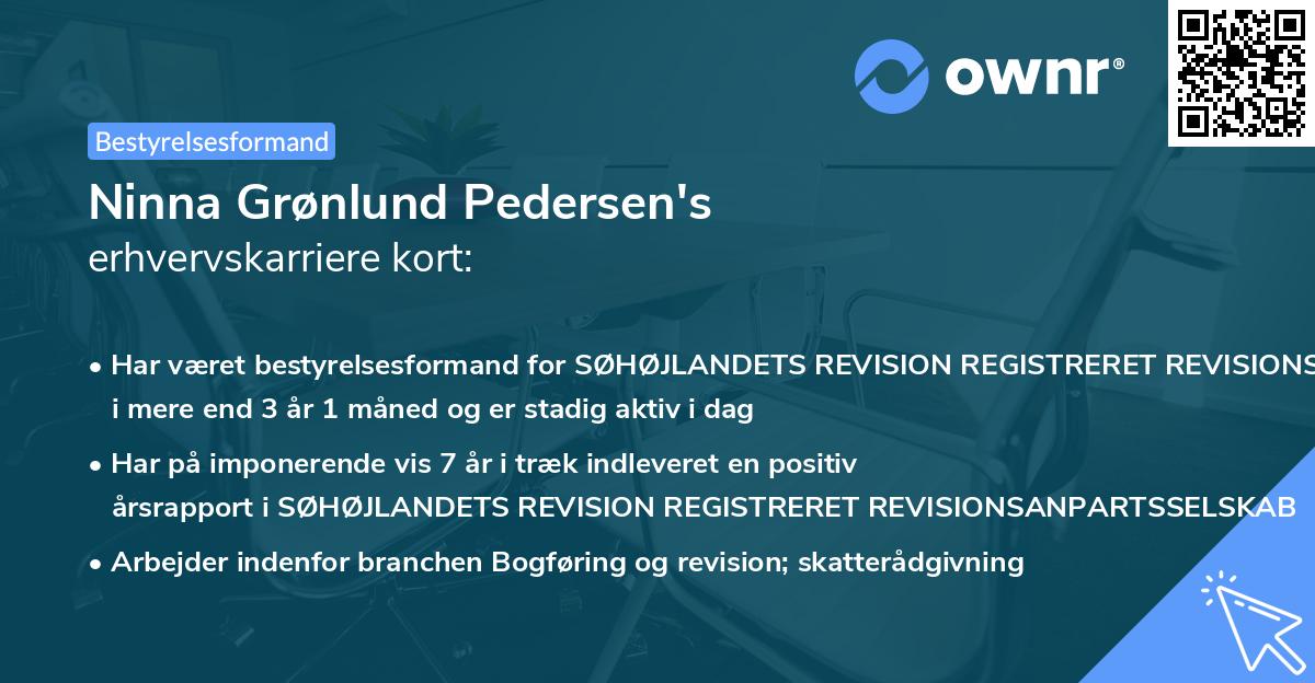 Ninna Grønlund Pedersen's erhvervskarriere kort