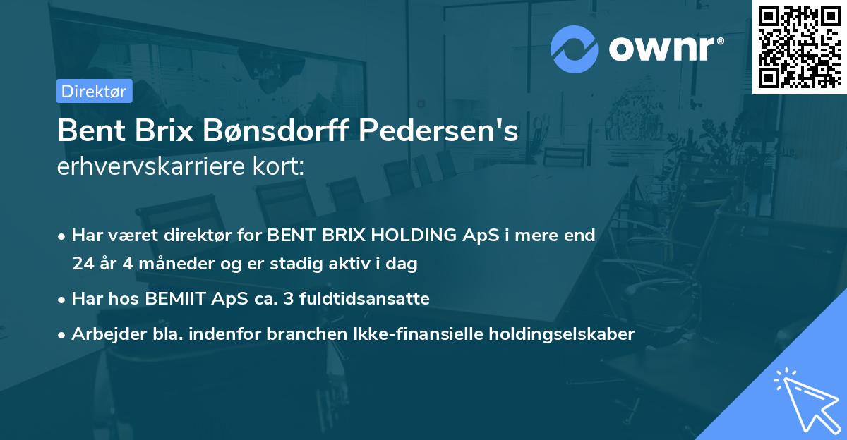 Bent Brix Bønsdorff Pedersen's erhvervskarriere kort