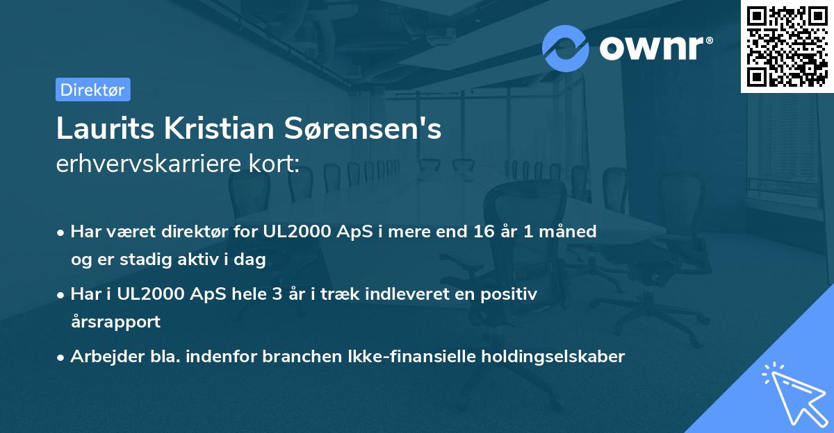 Laurits Kristian Sørensen's erhvervskarriere kort