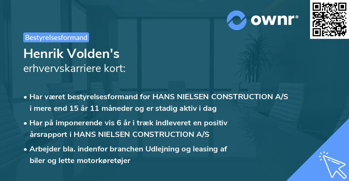 Henrik Volden's erhvervskarriere kort