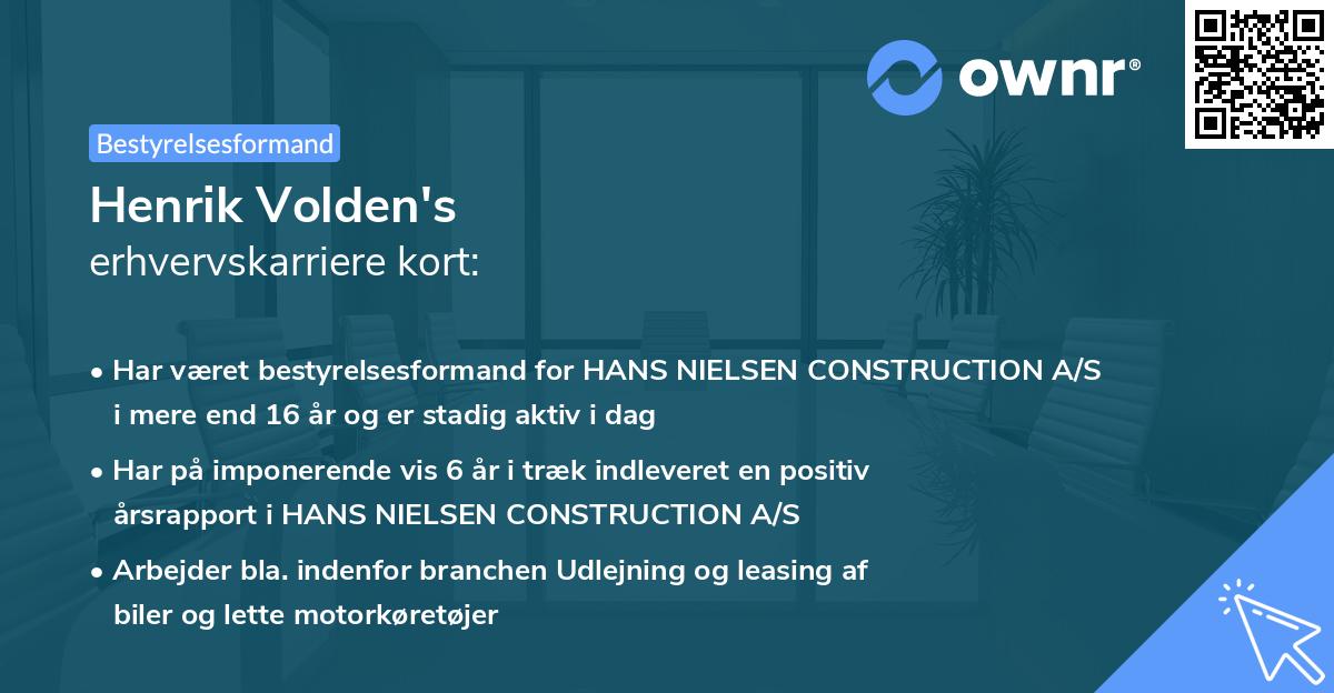 Henrik Volden's erhvervskarriere kort