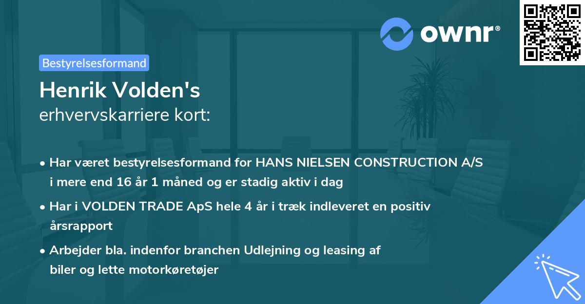 Henrik Volden's erhvervskarriere kort